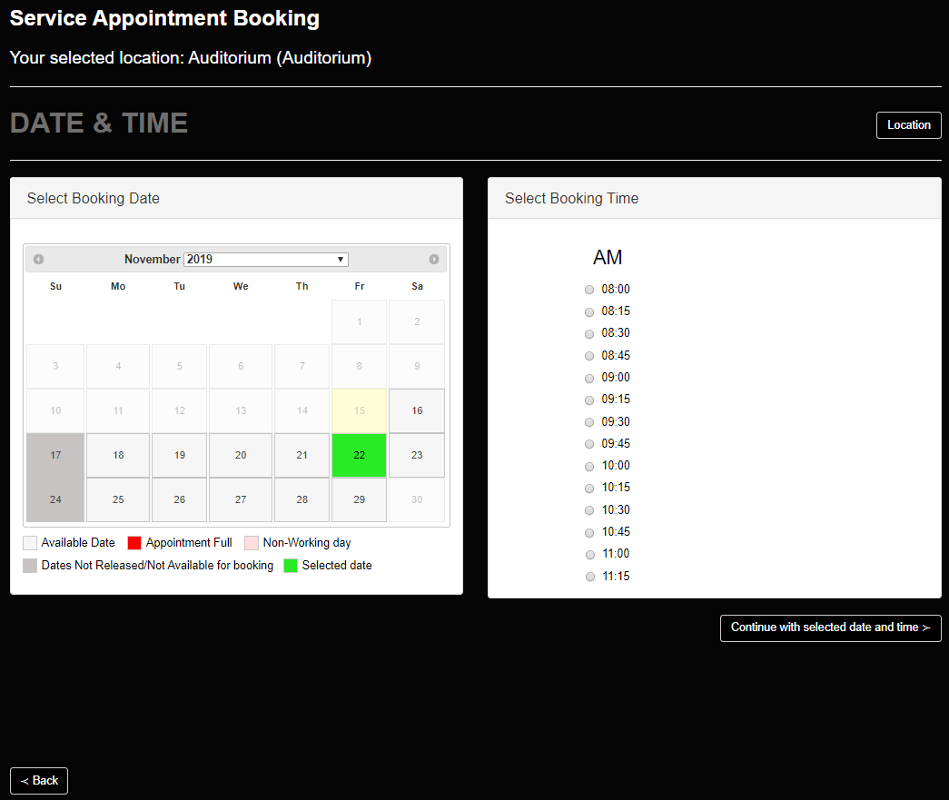 appointment booking calendar