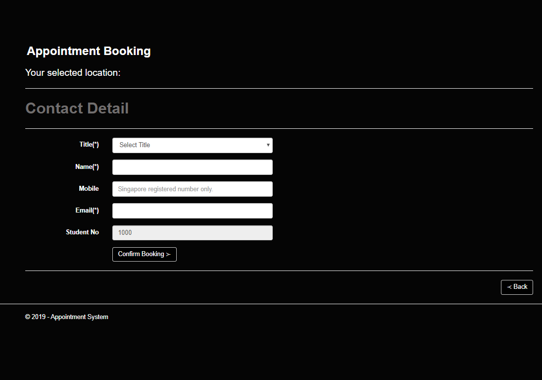 appointment booking contact form